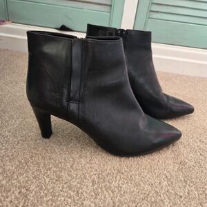 Next Classic Black Leather Ankle Booties